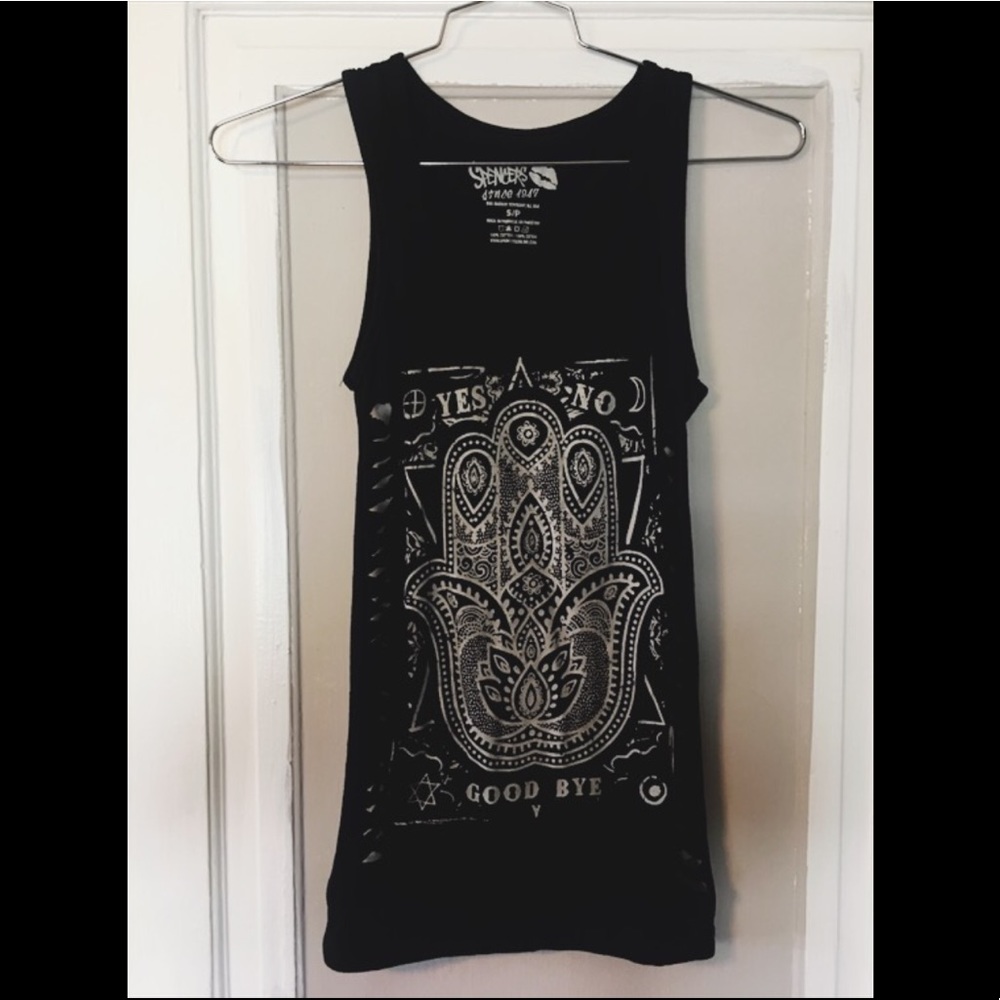 Spencer’s black tank with slits